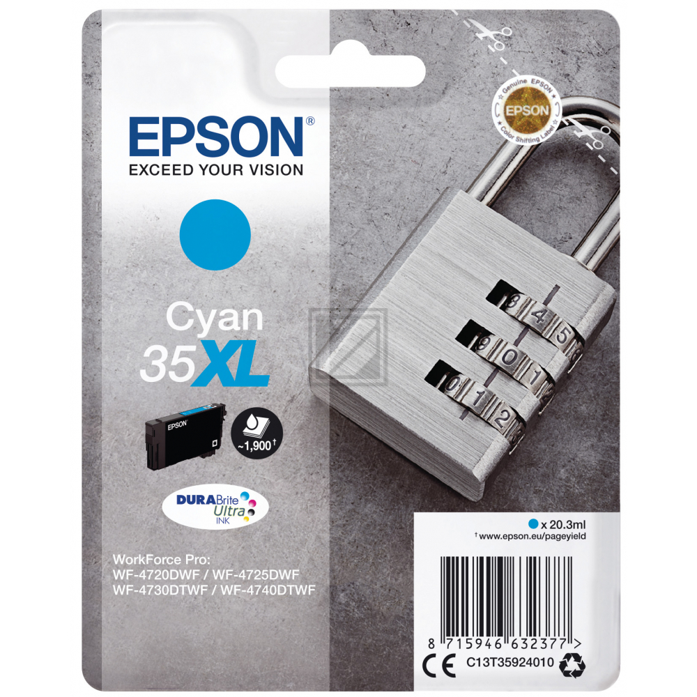 Epson Tintenpatrone cyan HC (C13T35924010, 35XL)